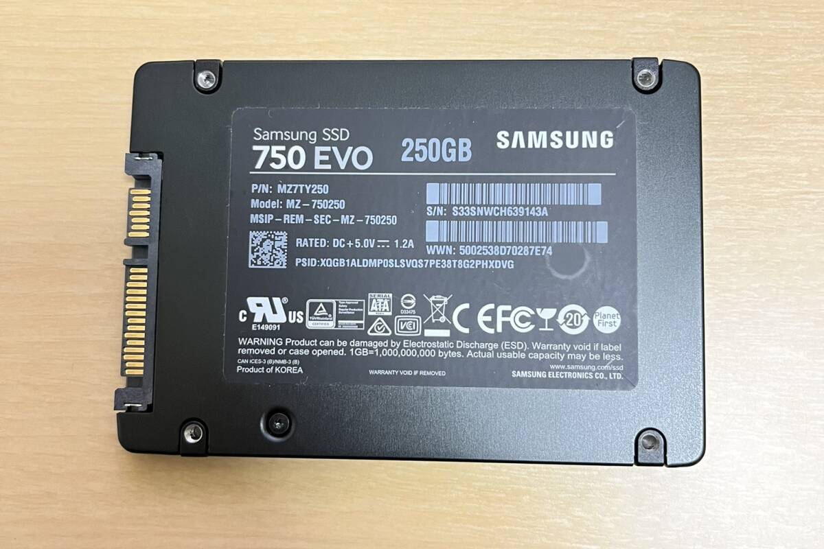 SAMSUNG SSD 750 EVO 250GB MZ-750250 中古品 おまけUSB3.0ケース付き_画像2