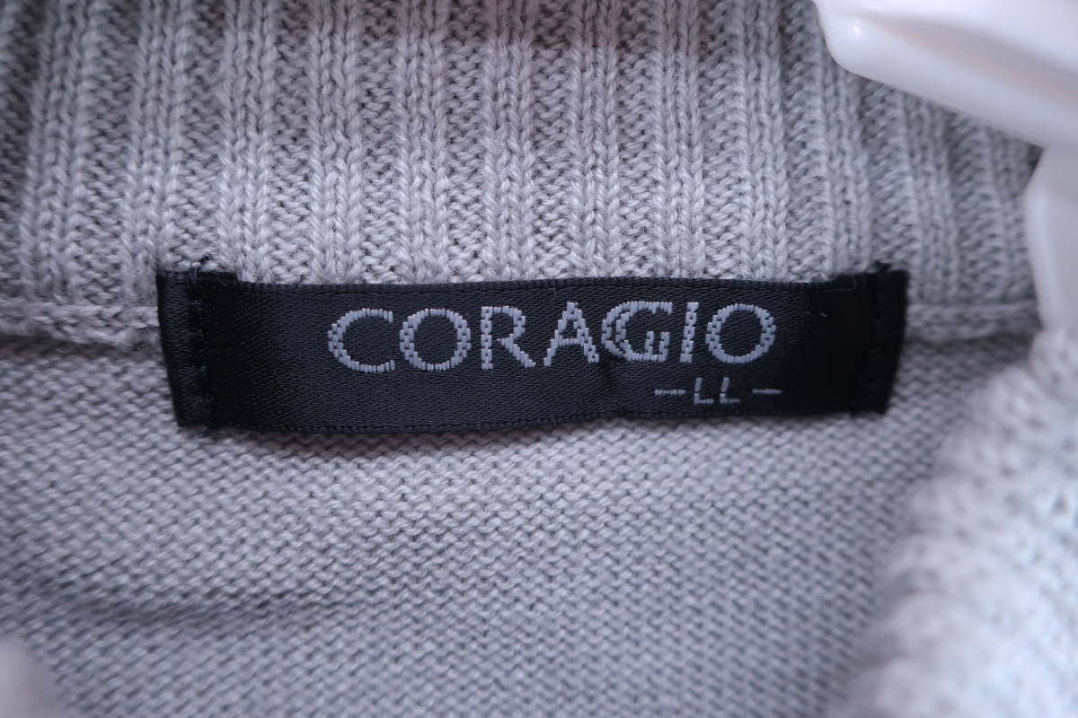 CORAGIO(コラッジオ) ハーフジップセーター グレーアーガイル柄 メンズ LL ゴルフウェア 2312-0556 中古_画像3