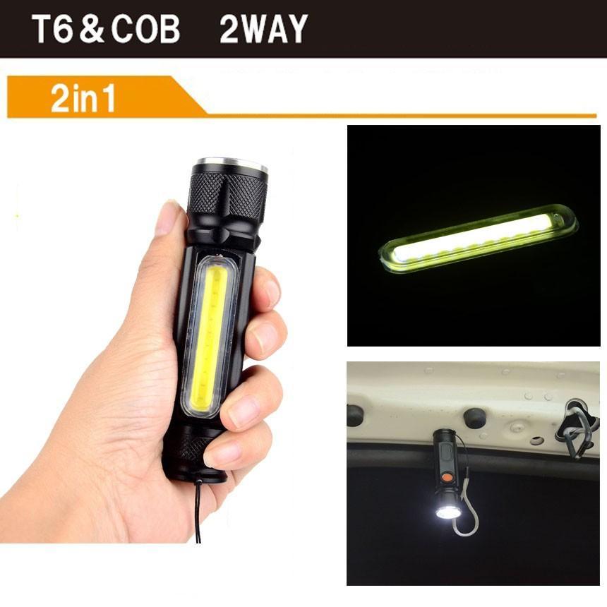 5個セット 懐中電灯 超小型 COB LED ライト 明るさ380ルーメン 作業灯 USB充電式 防水 防災 伸縮ズーム T6COB_画像4