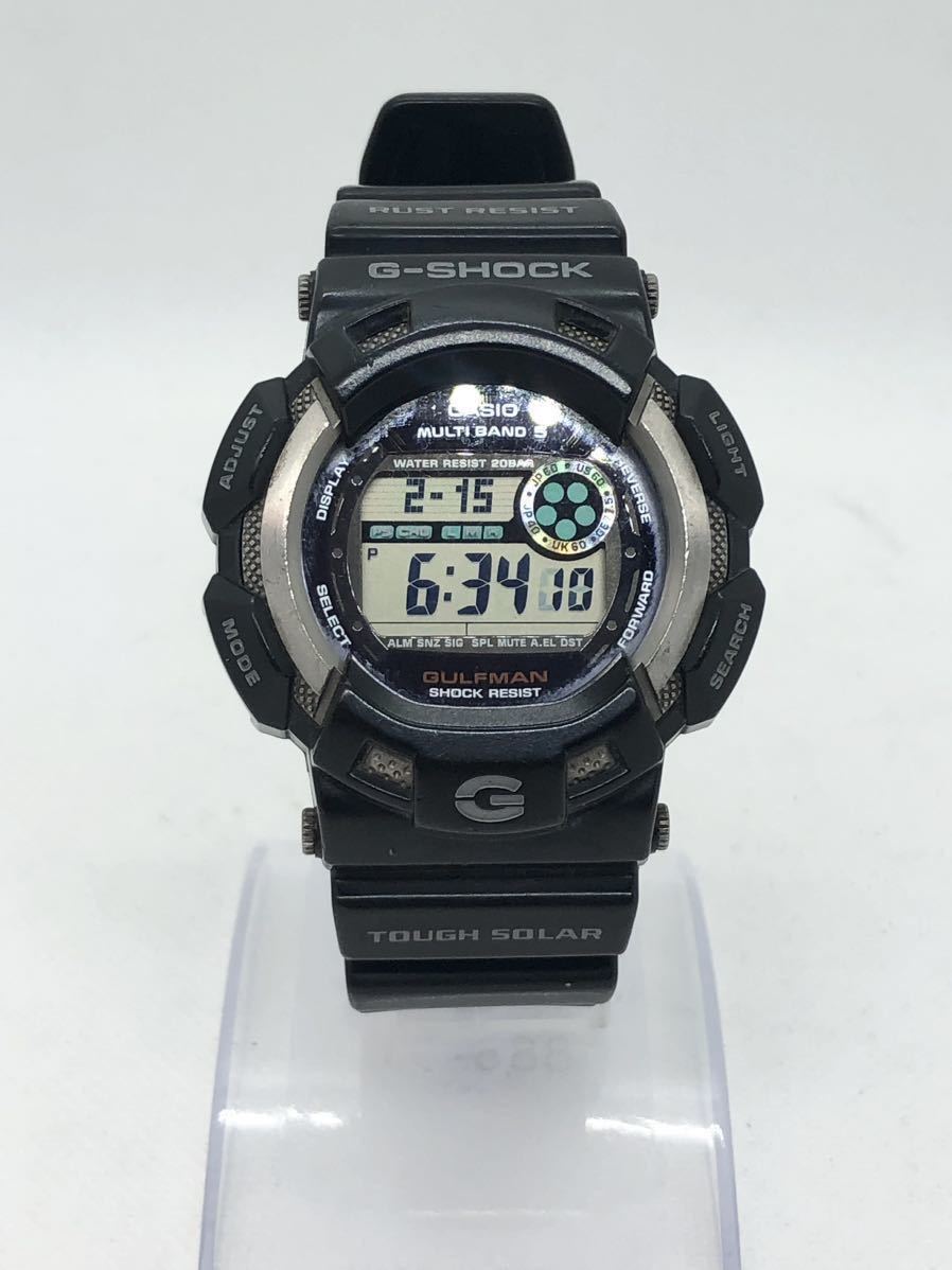 【1円スタート】【稼働品】CASIO カシオ G-SHOCK Gショック ガルフマン 電波ソーラー デジタル 腕時計 ブラック GW-9100-1JF_画像1