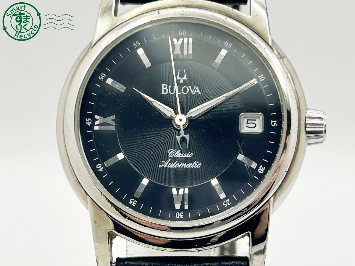 2402322890　◇ BULOVA ブローバ クラシック AT 自動巻き 黒文字盤 デイト 21石 裏スケルトン 47681 BVC303 メンズ 腕時計 中古_画像2