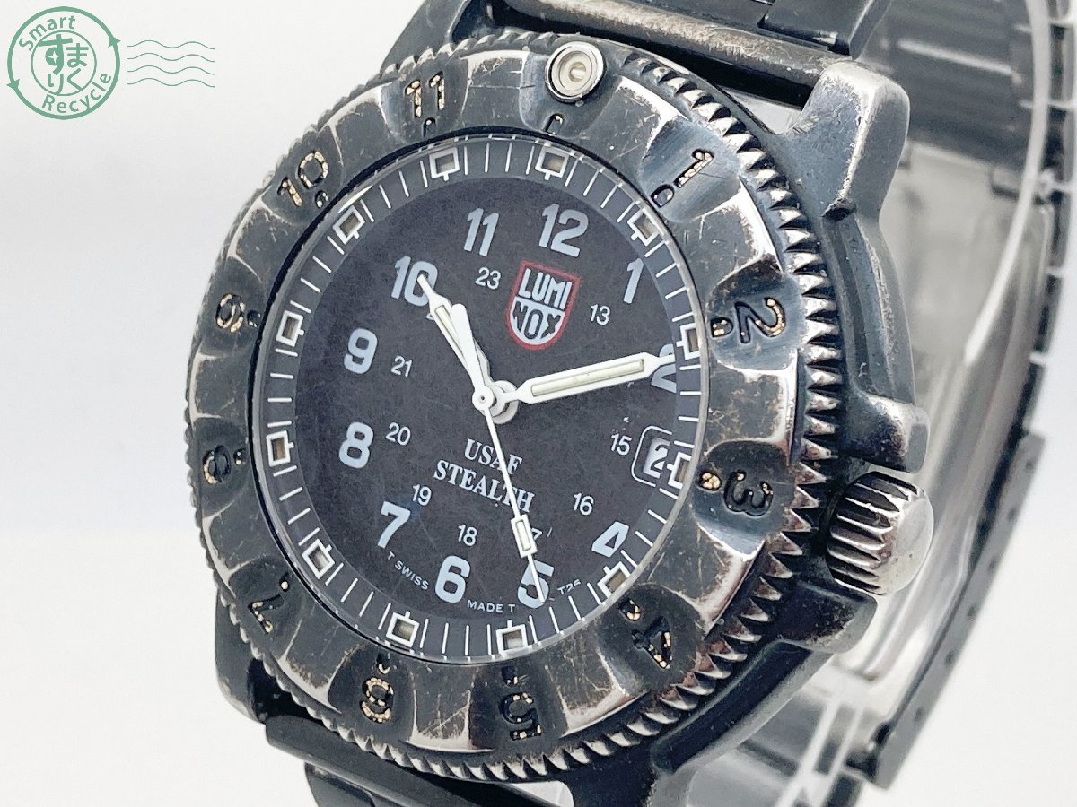 2402634580　♭ LUMINOX ルミノックス ナイトホーク シリーズ3400 F-117 腕時計 デイト QZ クオーツ 黒文字盤 3針 メンズ 中古_画像2