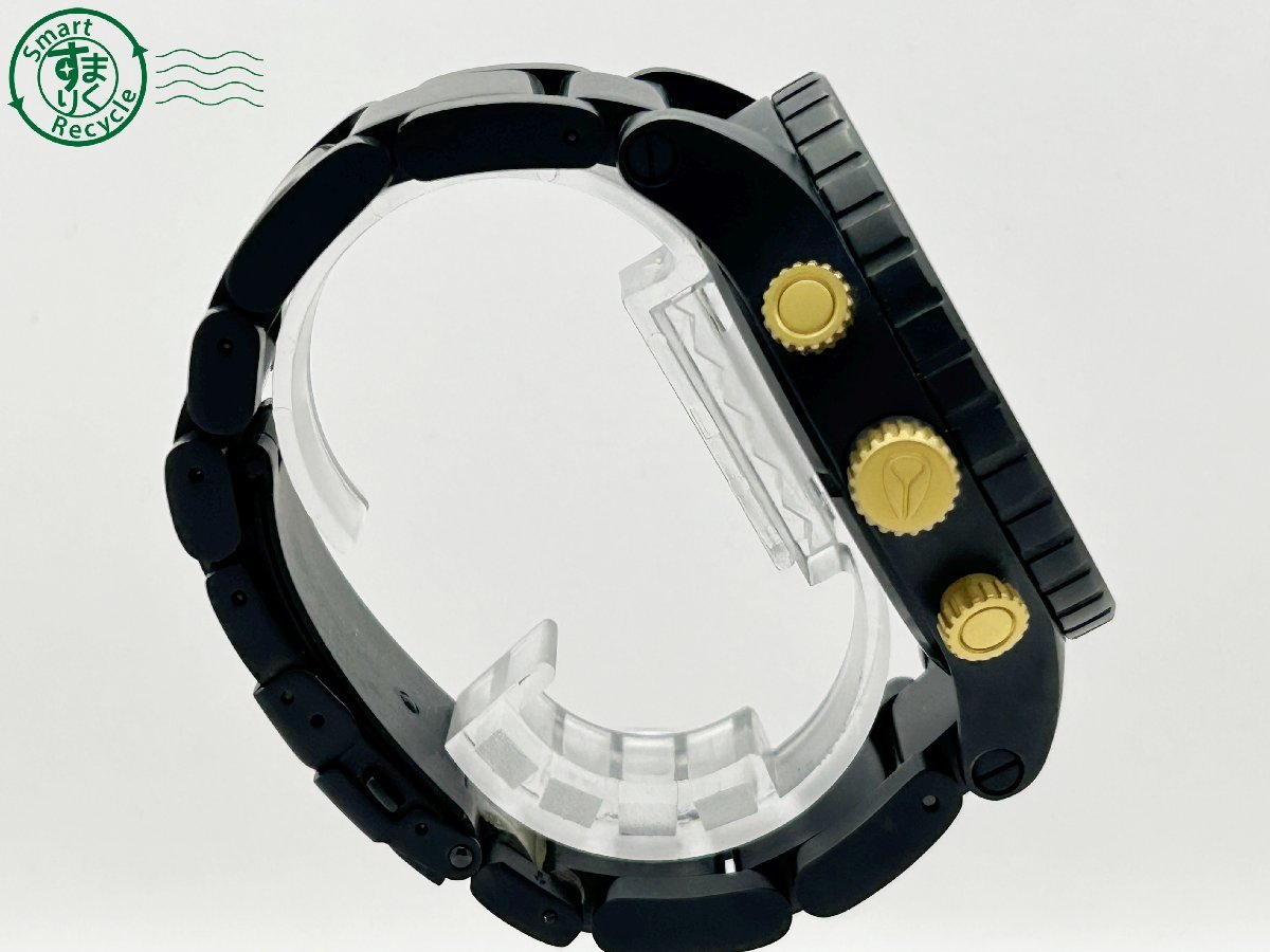 2402415223 ◇ NIXON ニクソン THE 51-30 クロノグラフ 黒文字盤 ブラック ゴールド デイト 箱付き メンズ QUARTZ QZ 腕時計 中古の画像5