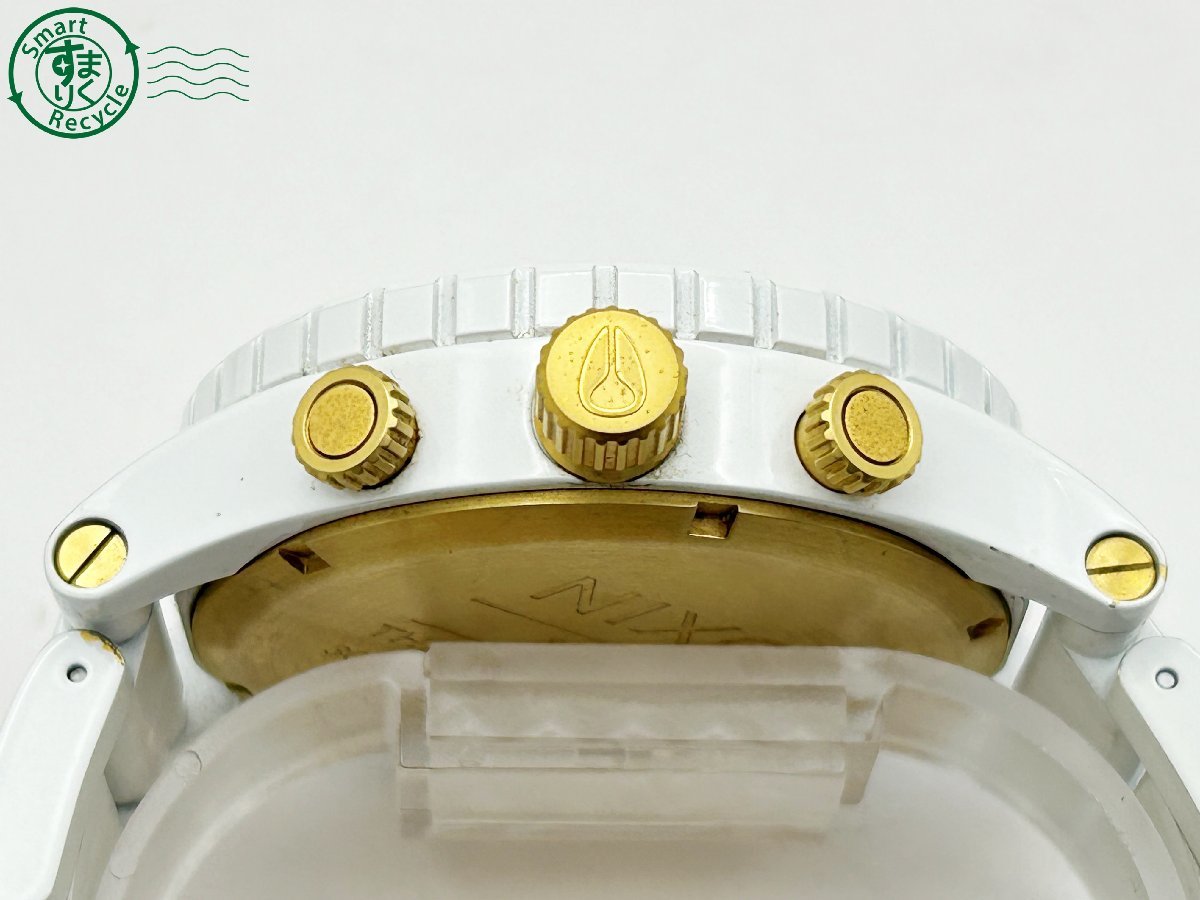 2402415226 ◇ NIXON ニクソン THE 51-30 クロノグラフ 白文字盤 ホワイト ゴールド デイト 箱付き メンズ QUARTZ QZ 腕時計 中古の画像7