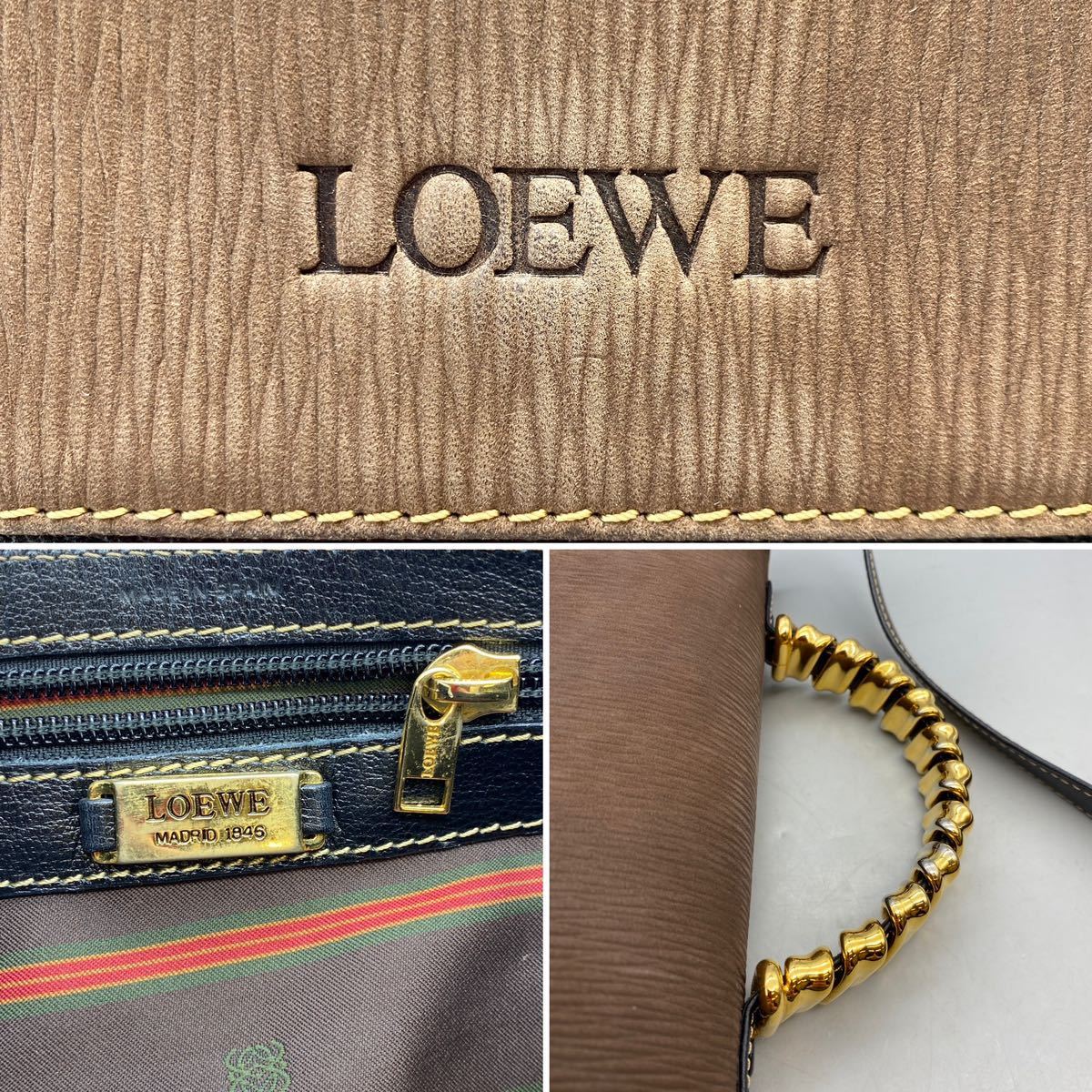 【AC-11】LOEWE ロエベ ベラスケス ツイスト ハンドバッグ 2way ショルダーバッグ ブラック ブラウン_画像8