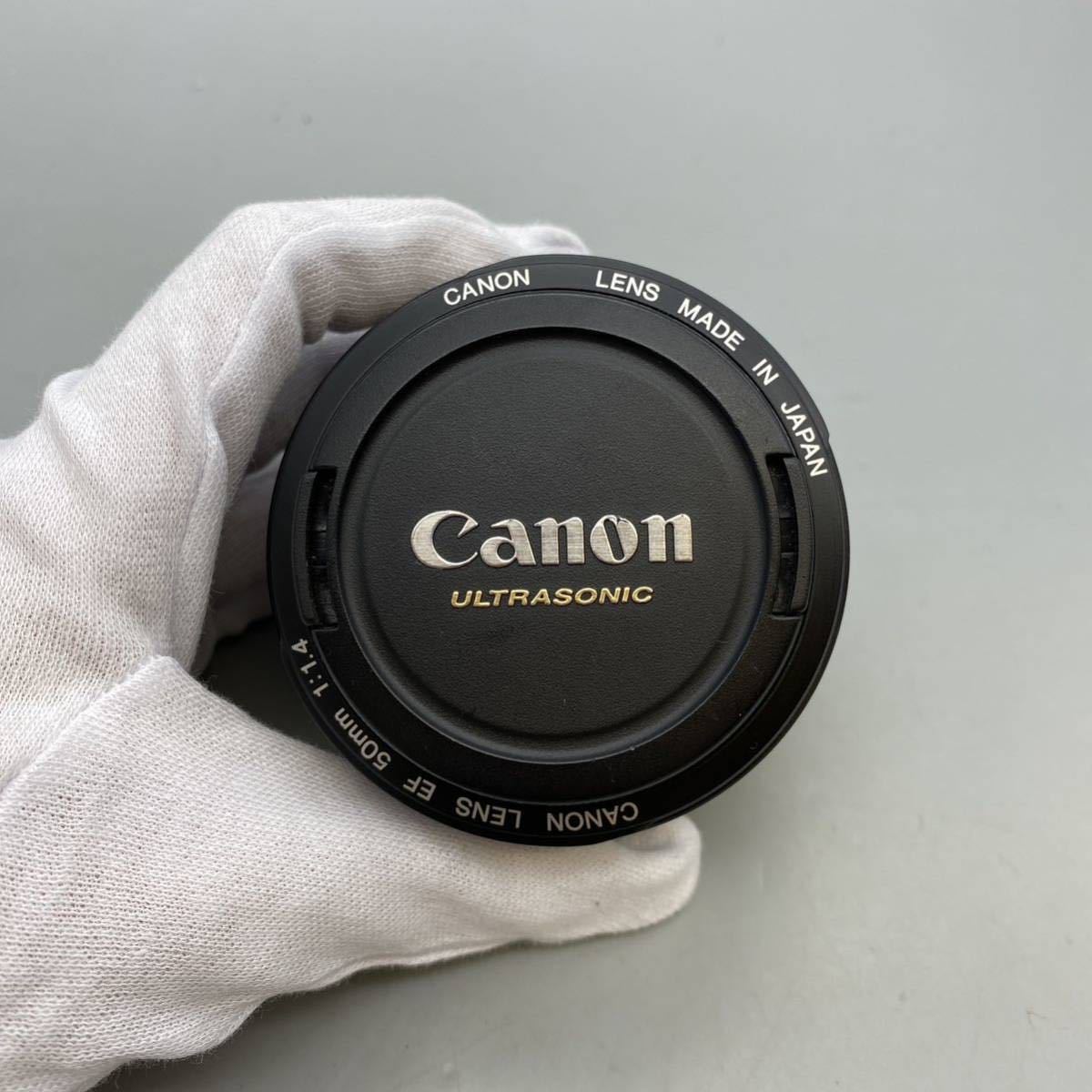 【P-16】Canon キャノン ウルトラソニック LENS EF 50㎜1:1.4 レンズ レンズカバー 袋付き 傷有り_画像7