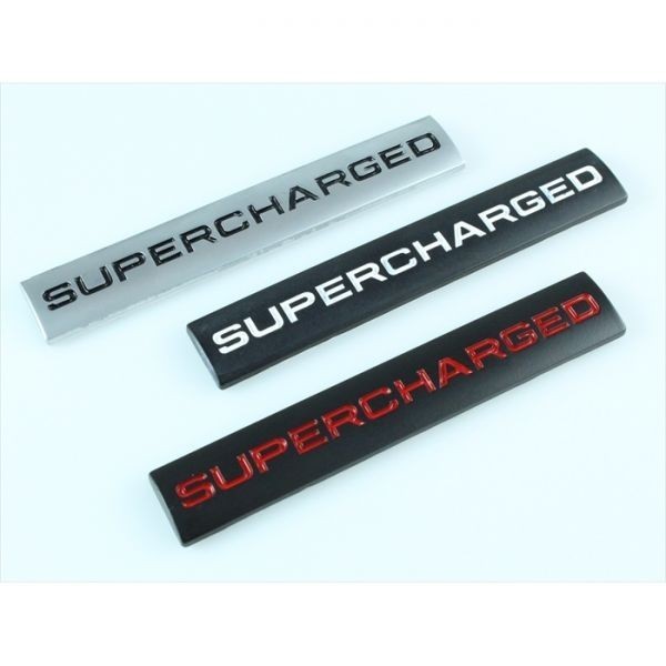 SUPERCHARGED プレート エンブレム ブラック×レッド メタル製 金属製 スーパージャージド スーパーチャージャー ステッカーの画像1