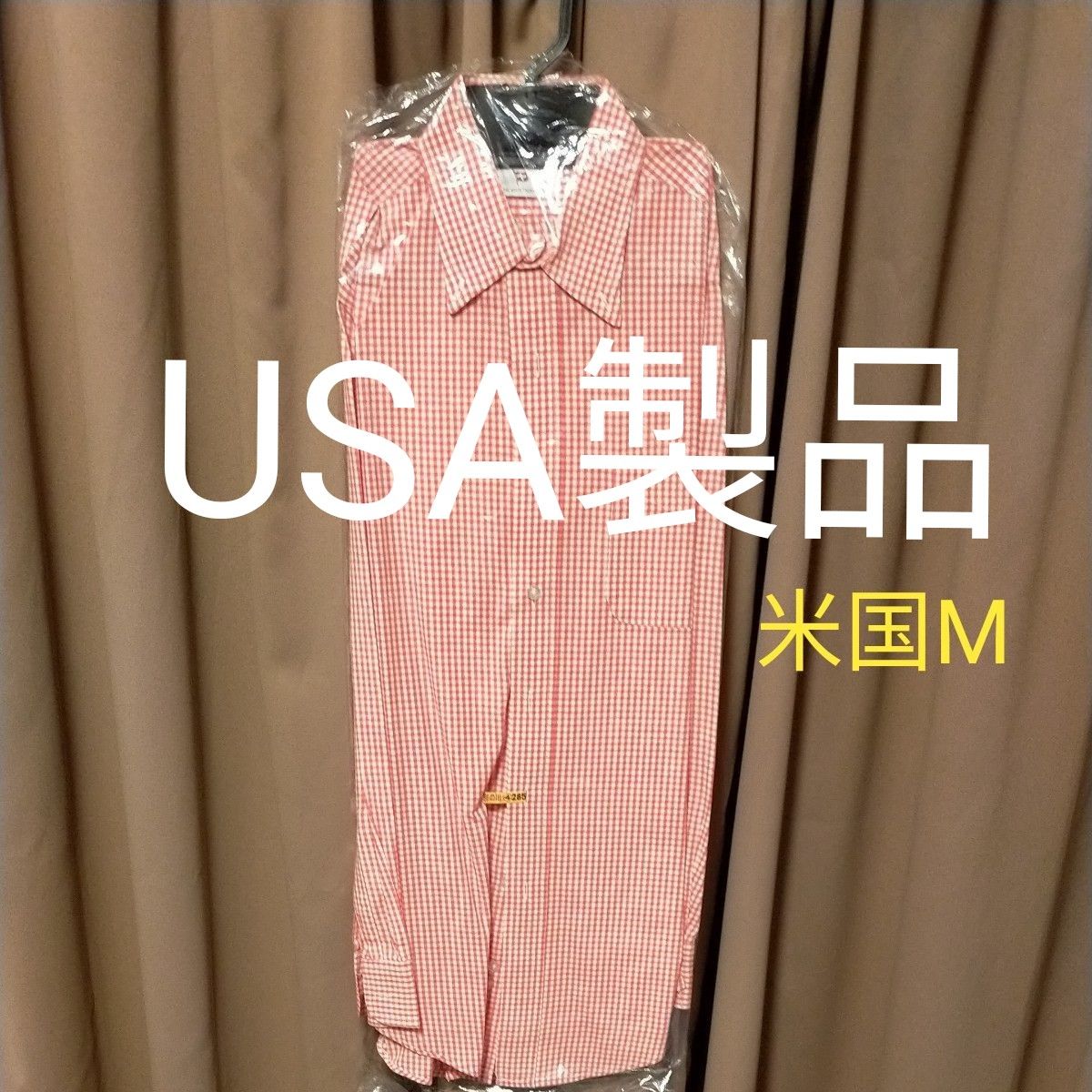 日本Lサイズ メイドインUSA コットン100%　レッドギンガムチェック　ボタンダウンシャツ