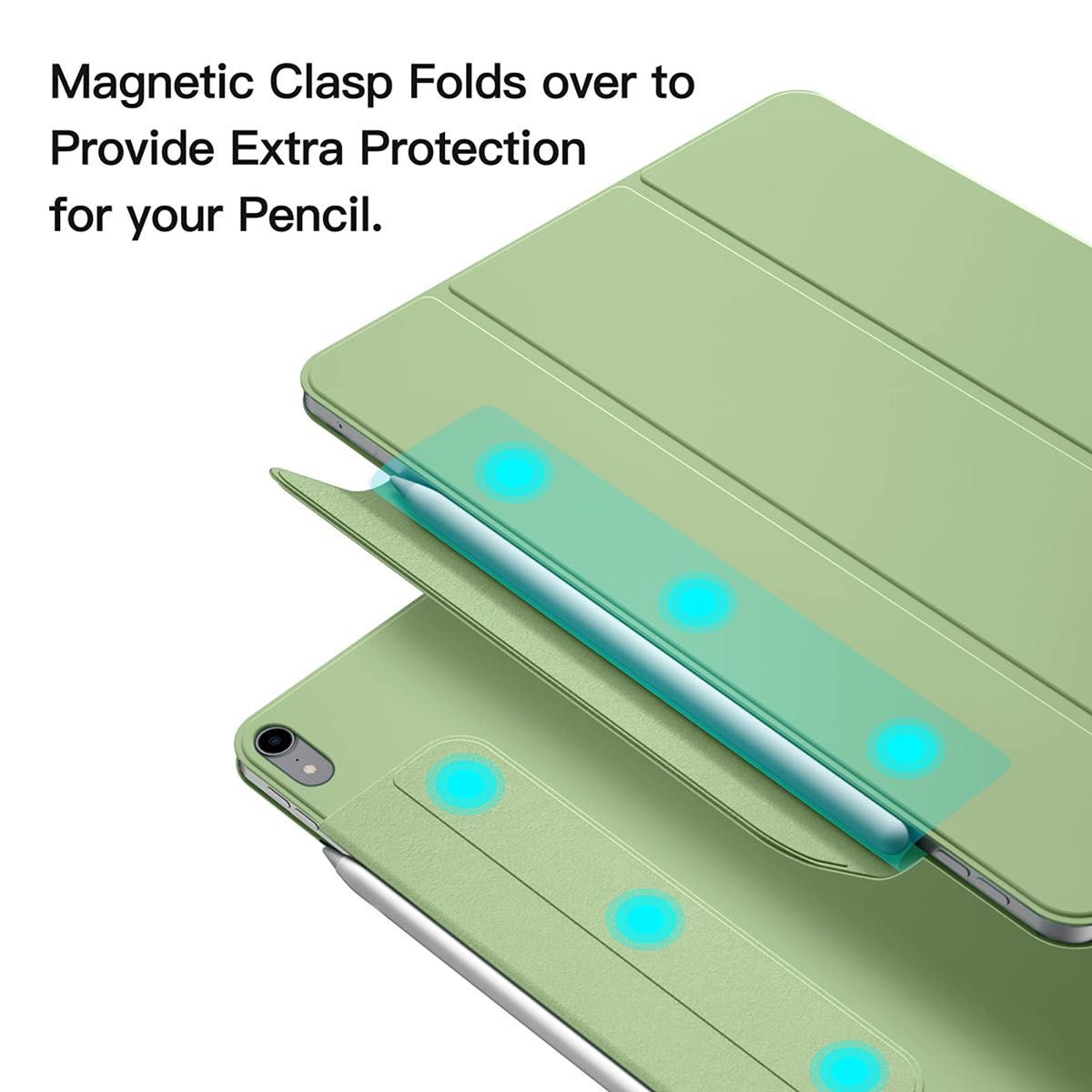 iPad mini6 ケース 2021 8.3インチ 磁気吸着 Apple Pencilのペアリングと充電に対応 軽量 グリーン