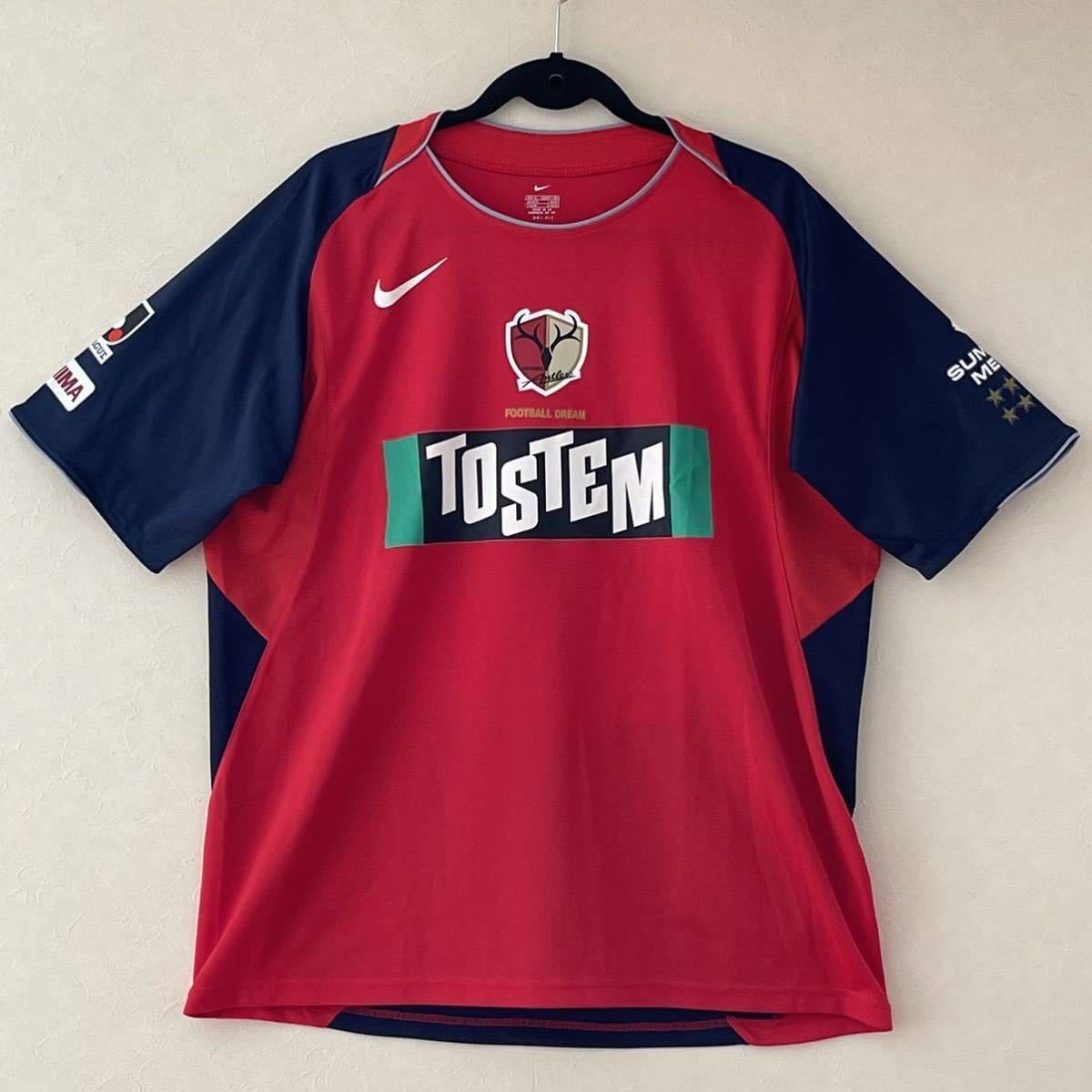 超美品 NIKE(ナイキ)×鹿島アントラーズ(Kashima Antlers)ユニフォーム シャツ メンズ XL(T185cm)レッド 使用2回 DRY-FIT サッカー Jリーグ_前側