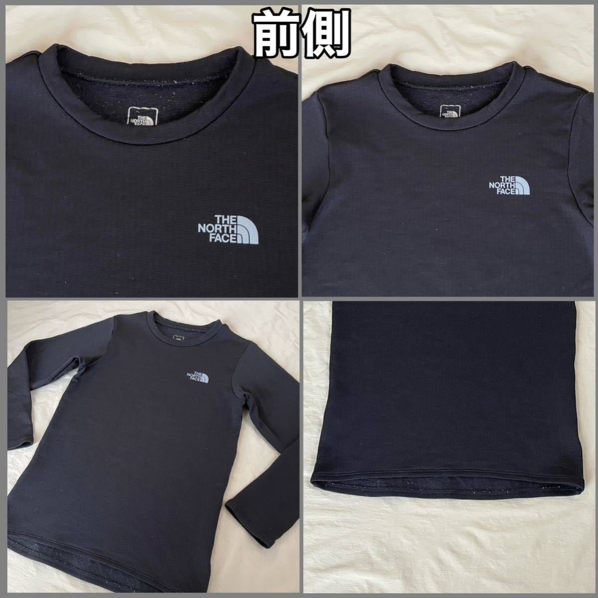 超美品 THE NORTH FACE (ザ ノースフェイス)キッズ アンダーウェア L/S ホットクルー 120cm ブラック NUJ61500 裏起毛 防寒 保温 ボーイズ