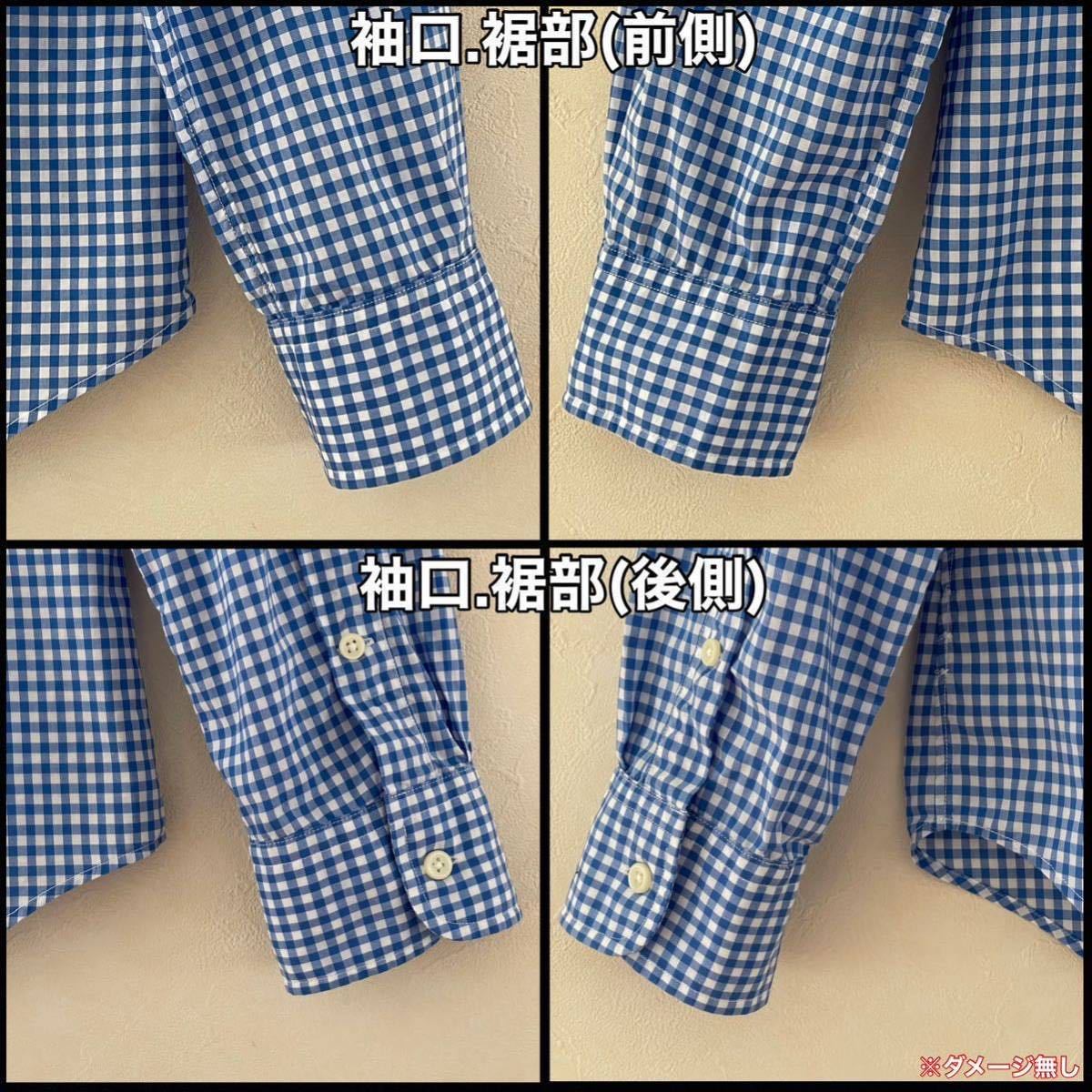 超美品 Ralph Lauren(ラルフローレン)長袖 シャツ 14(T185.B108cm)ブルー チェック ユニセックス 使用3回 ボタンダウン ラルフローレン(株)_袖口、裾部