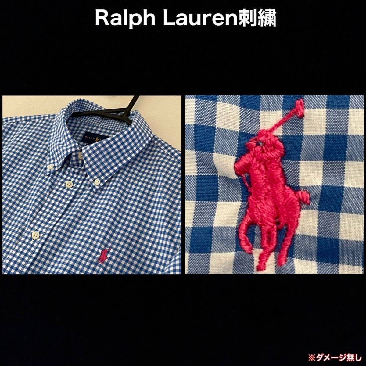 超美品 Ralph Lauren(ラルフローレン)長袖 シャツ 14(T185.B108cm)ブルー チェック ユニセックス 使用3回 ボタンダウン ラルフローレン(株)