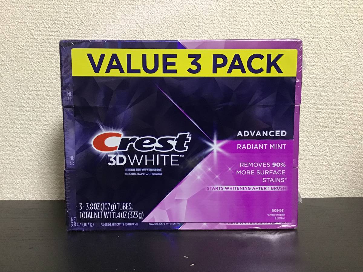 3個 Crest クレスト 3D White Advanced 歯磨き粉 Radiant Mint 107g_画像1