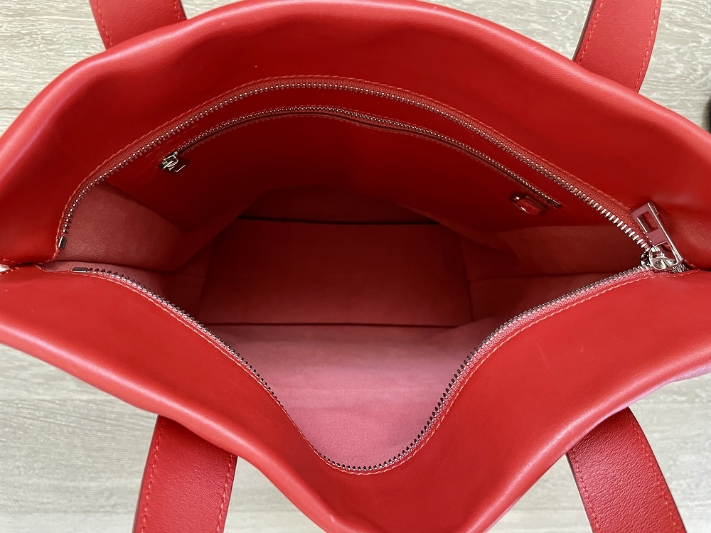 ロエベ LOEWE ショッパー バッグ レディース メンズ レザー トート レッド 赤 美品 アナグラムの画像9