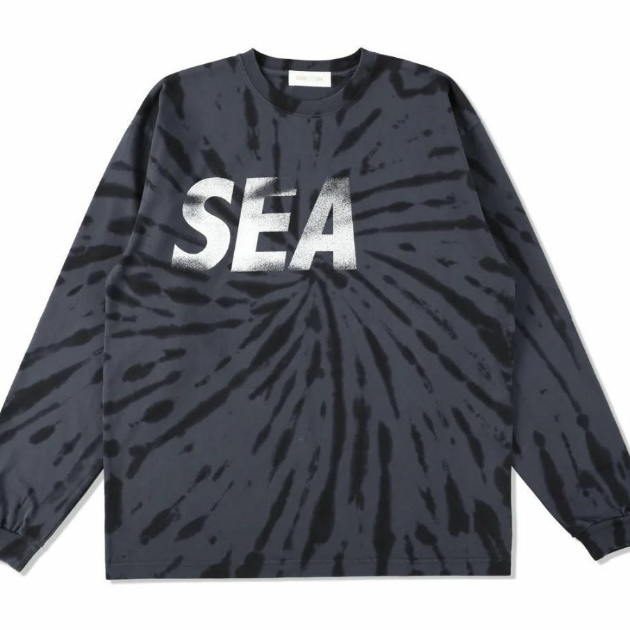 即決!!黒タイダイXL WIND AND SEAウィンダンシーSEA TIE-DYE L/S TEEロンT 長袖Tシャツ タイダイ柄 パーカー スウェット 発送レターパック