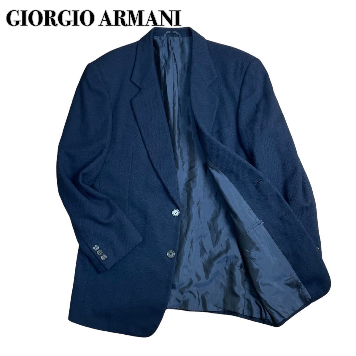 GIORGIO ARMANI ジョルジオアルマーニ テーラードジャケット ネイビー 紺 イタリア製 48 XL ビジネス紳士 1スタ(1円スタート)_画像1