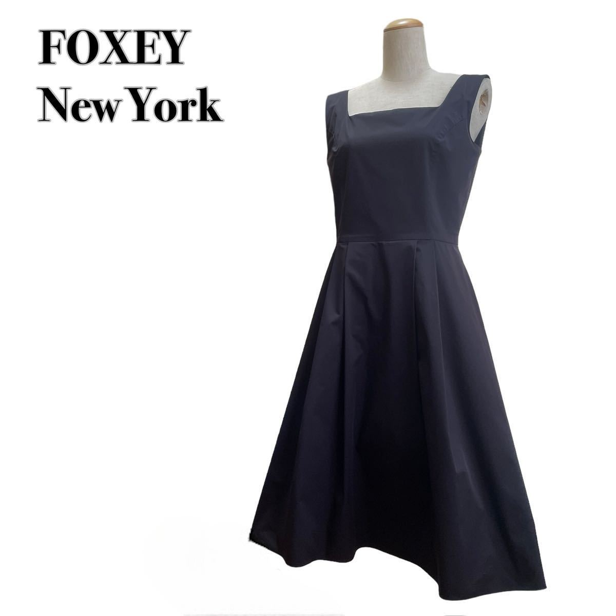FOXEY New York フォクシーニューヨーク ワンピース ドレス ノースリーブ ダークネイビー 40 L