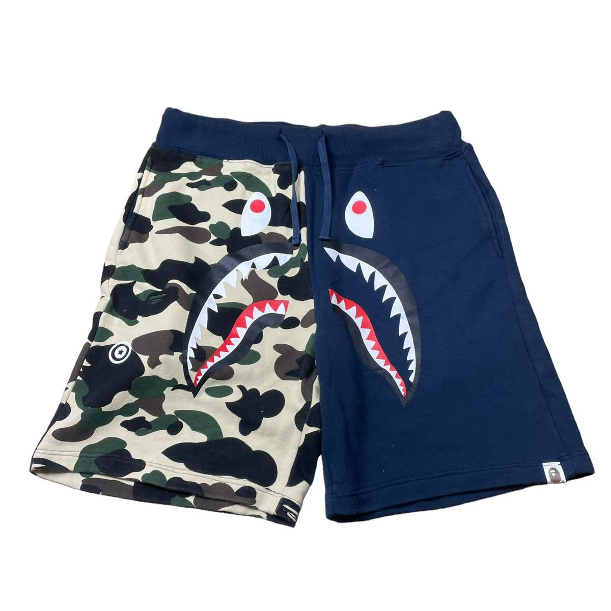 アベイシングエイプ XL A BATHING APE Shark Sweat Shorts シャーク スウェット ハーフ パンツ ショーツ カモフラ 迷彩ネイビーの画像2