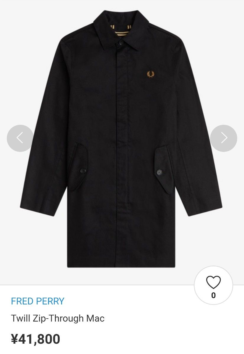 Fred Perry フレッドペリー コート 黒M マックコート