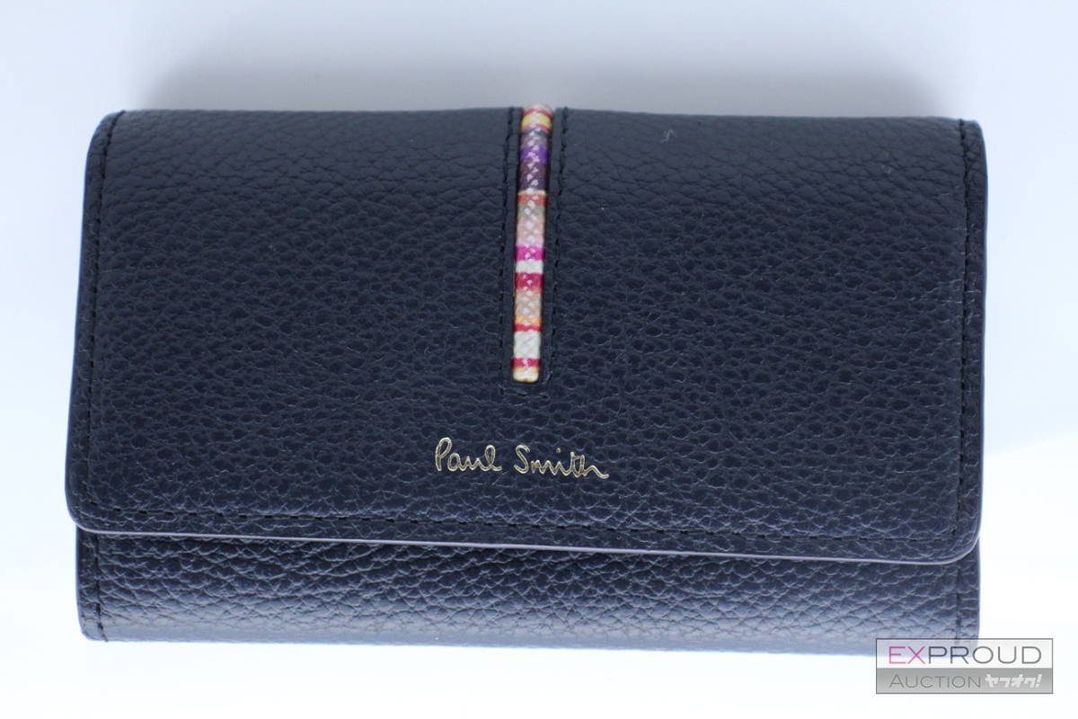 良品★Q05 Paul Smith ポールスミス キーケース ネイビー 4連キーケース キーケース pwd650 約6.5×10.5×1.5cm 正規品 ブランド小物 鍵_画像1