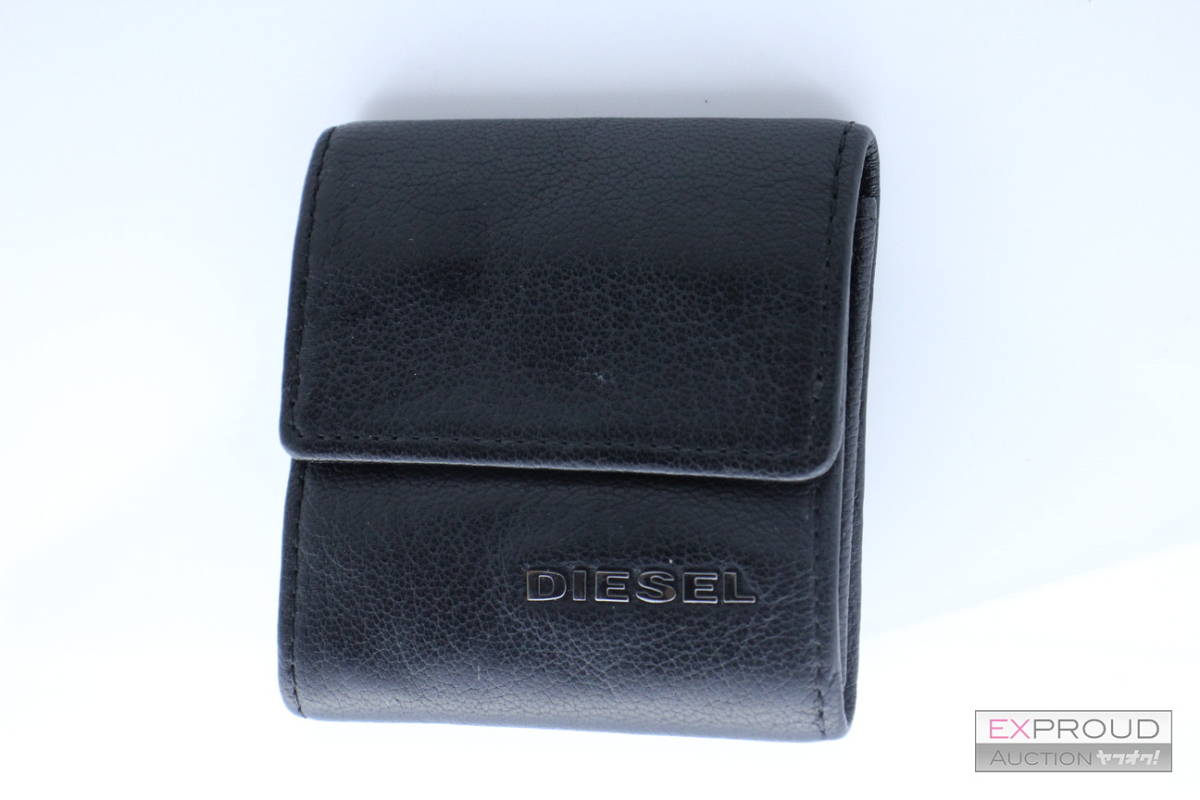 良品★Q11 DIESEL ディーゼル ミニ財布 メンズ メンズ財布 ブラック 2ポケット 約8×7.5×1.7cm 小銭いれ コインケース 本革 レザー 正規品の画像7