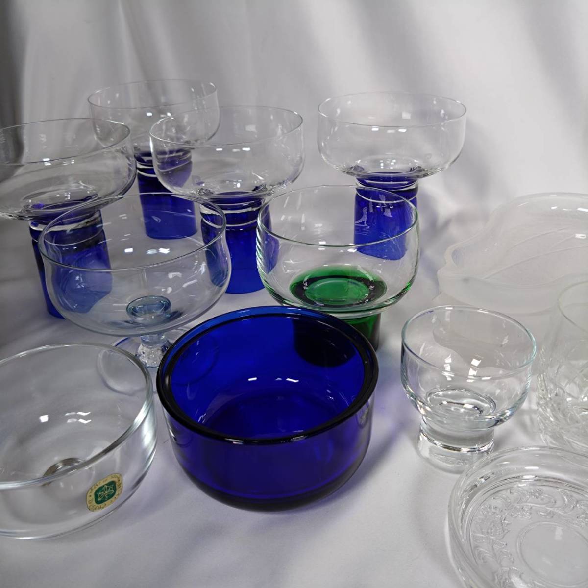 K) ガラス食器 色々17点おまとめ ピエールカルダン ガラスコップ ガラス器 デザート器 ガラス皿 昭和レトロ B1203_画像10