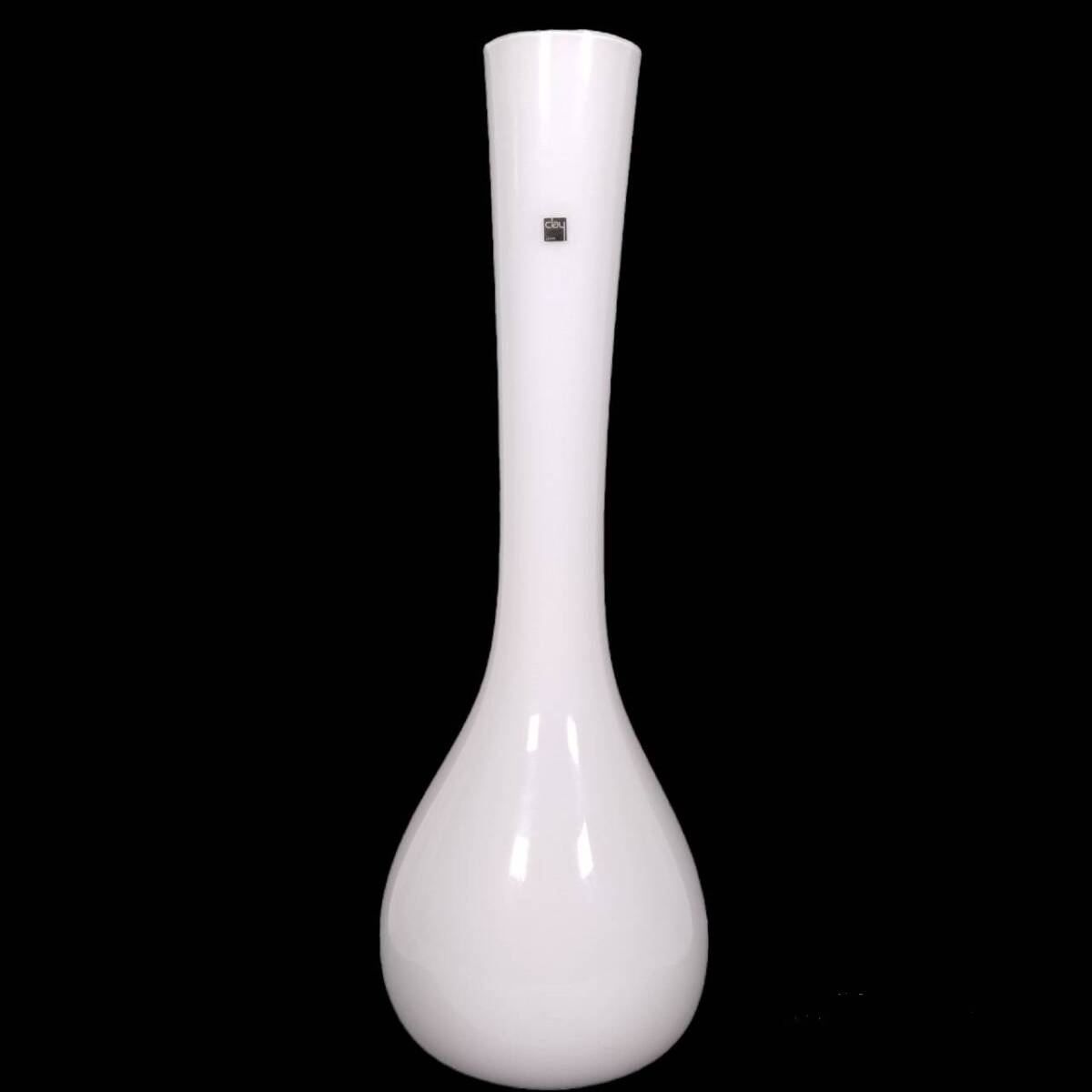 K) clay JAPAN 花瓶 花器 フラワーベース 壺 花びん つぼ ガラス製 白 ホワイト インテリア 置物 高さ52㎝ 上部直径7.8㎝ B2005_画像1