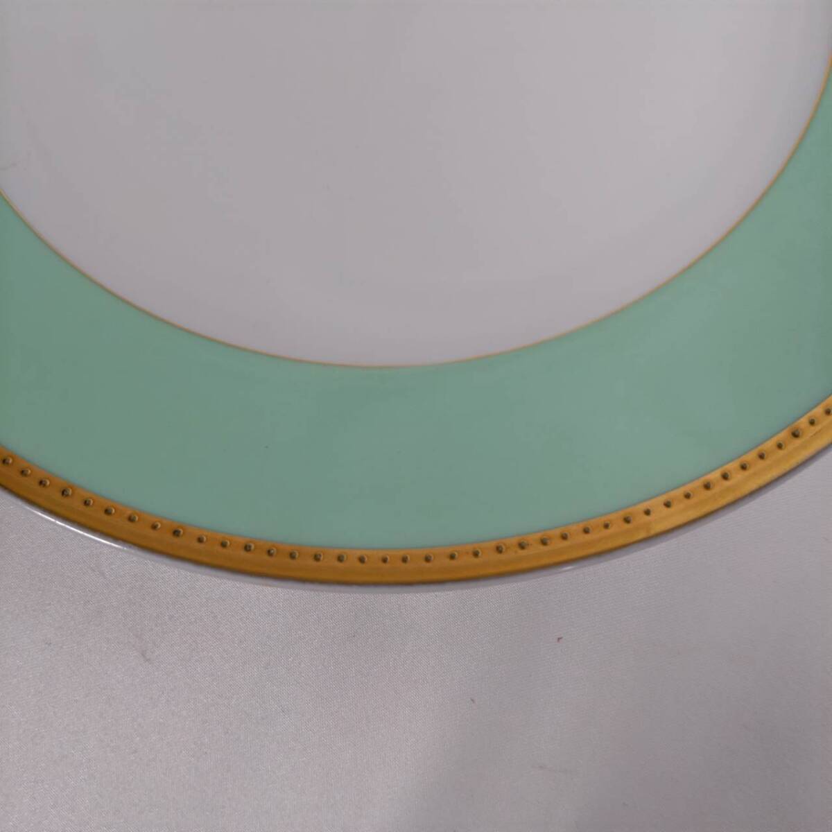 大倉陶園 高級シリーズ メイグリーン デザート皿 直径20㎝ 4枚 1595MAYGREEN お皿 食器 洋食器 1枚欠けあり KB2104_画像7