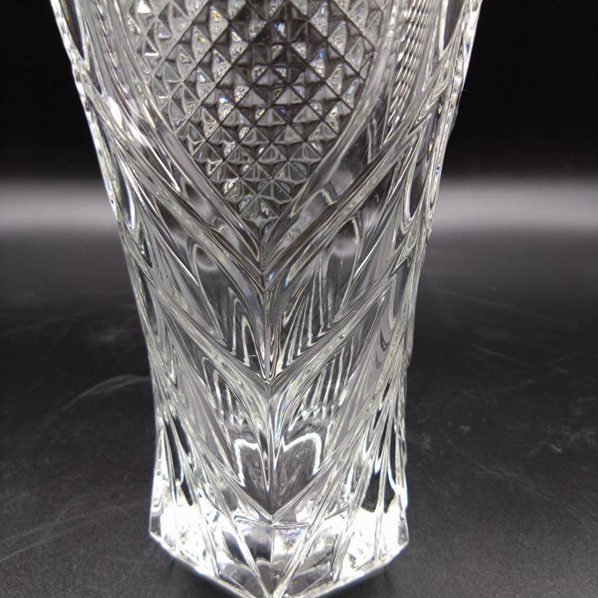 K) クリスタルガラス花瓶 フラワーベース 花びん ガラス花瓶 花器 ガラス I2901_画像9