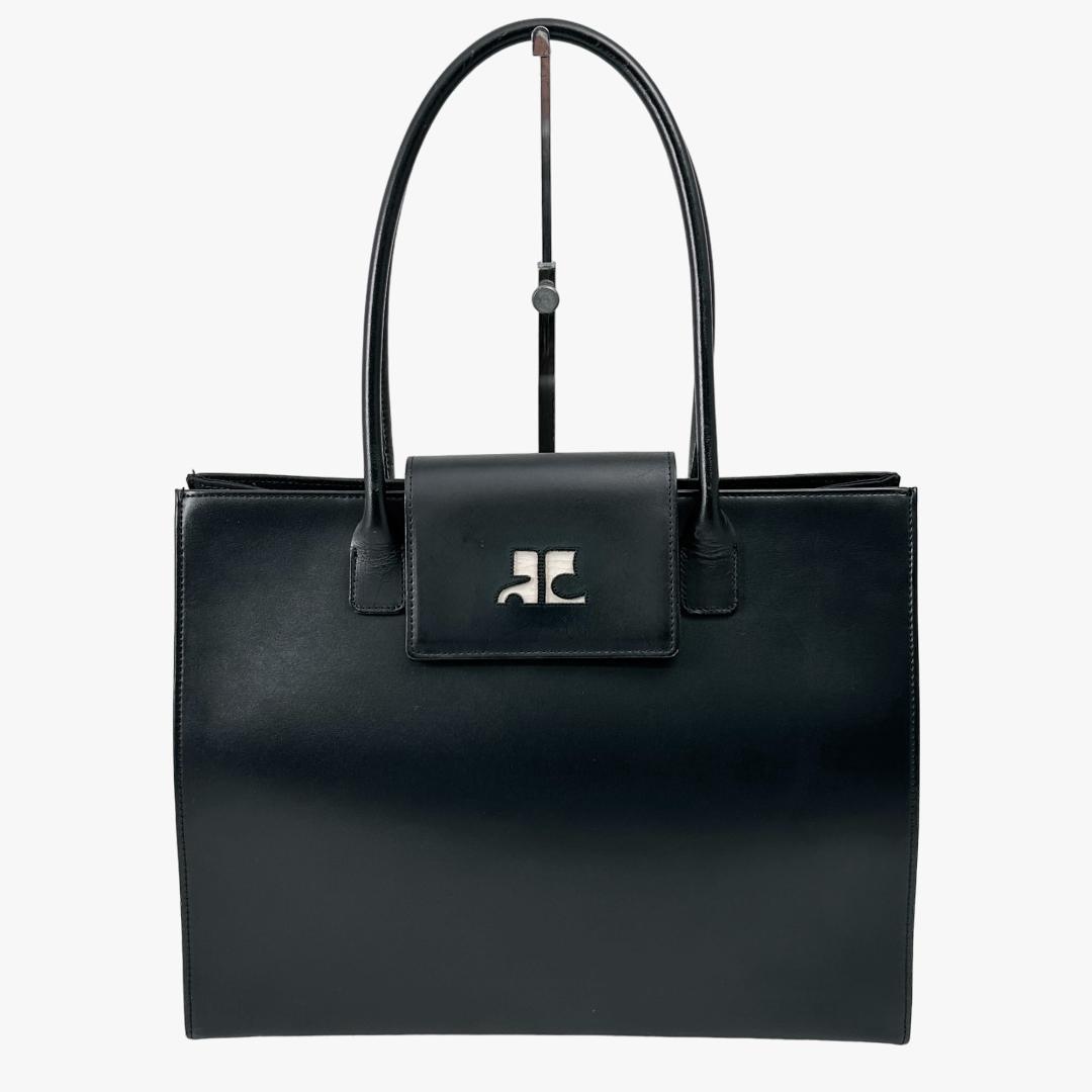  Courreges tote bag business bag Logo business tote bag black black courreges bag one Point Logo lady's commuting 