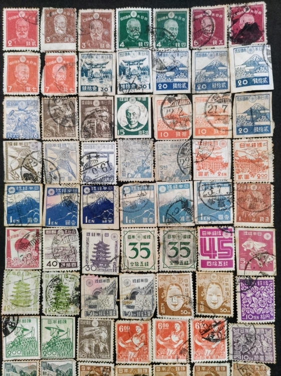 使用済み切手　「昭和切手・産業図案切手」　７３枚_画像2