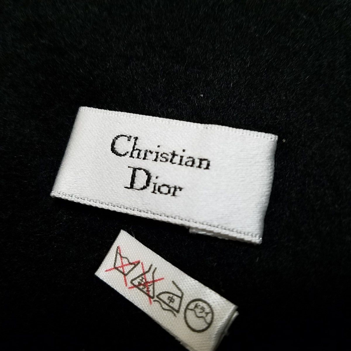 美品 Christian Dior クリスチャンディオール  ロゴ入り フリンジ マフラー ストール ウール 鐘紡