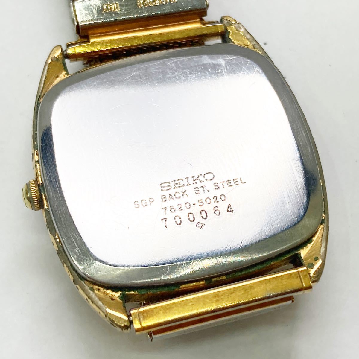 SEIKO セイコー 7820-5020 クォーツ スクエア アナログ 腕時計 ゴールド文字盤 alp色_画像4