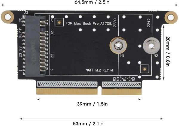 【新品】Macbook Pro M.2 NGFF M-Key NVME SSD 変換カード 2016 2017 13インチ A1708 A1707 A1706用 E426の画像6