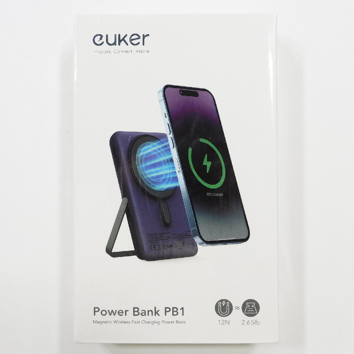 未使用 Euker モバイルバッテリー iPhone 急速充電 10000mAh 20W ワイヤレス充電器 スタンド付き マグネット式 MagSafe対応 #15084_画像1