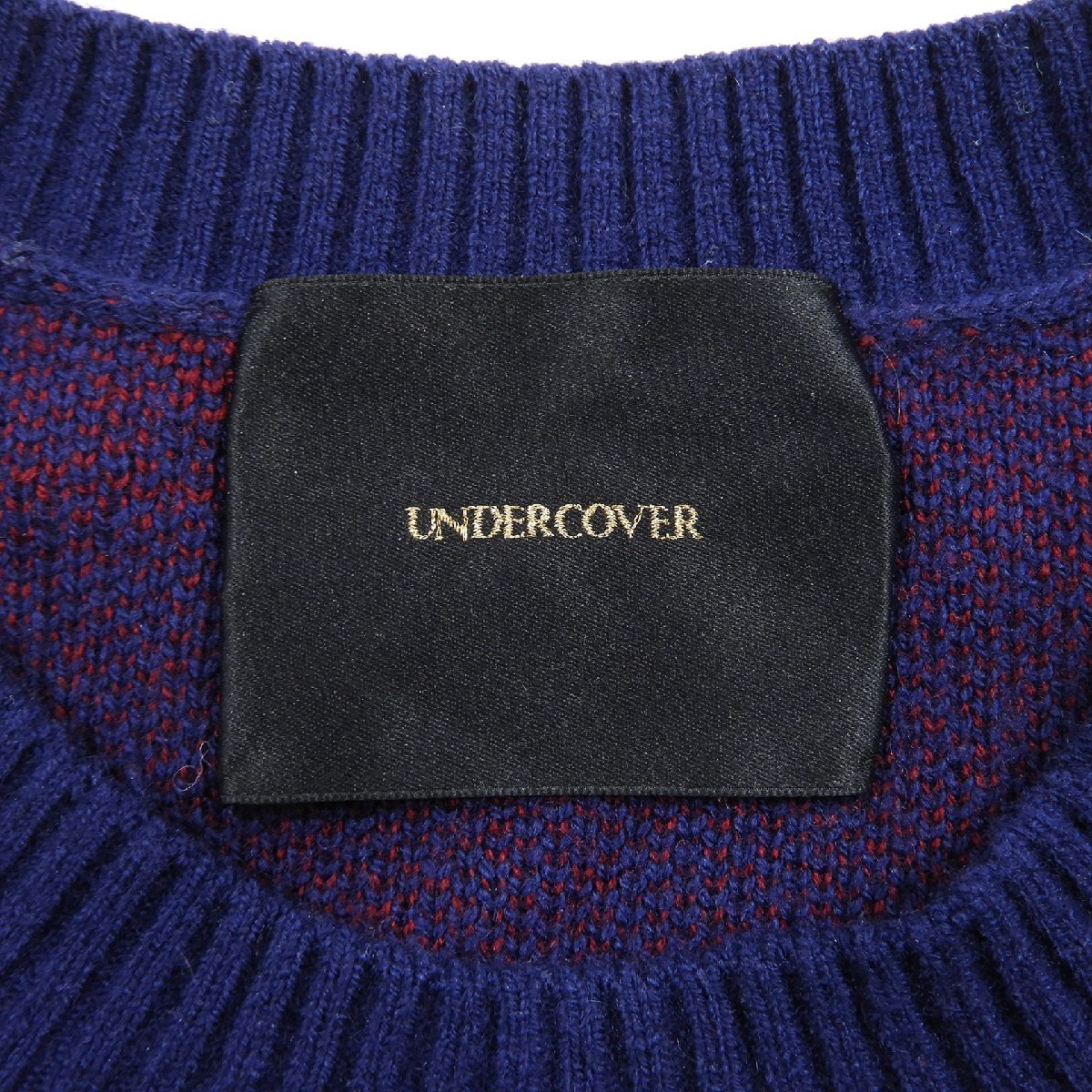UNDER COVER アンダーカバー ウール カシミヤ ニット セーター ネイビー size 2 #16261 ストリート 裏原 総柄_画像3