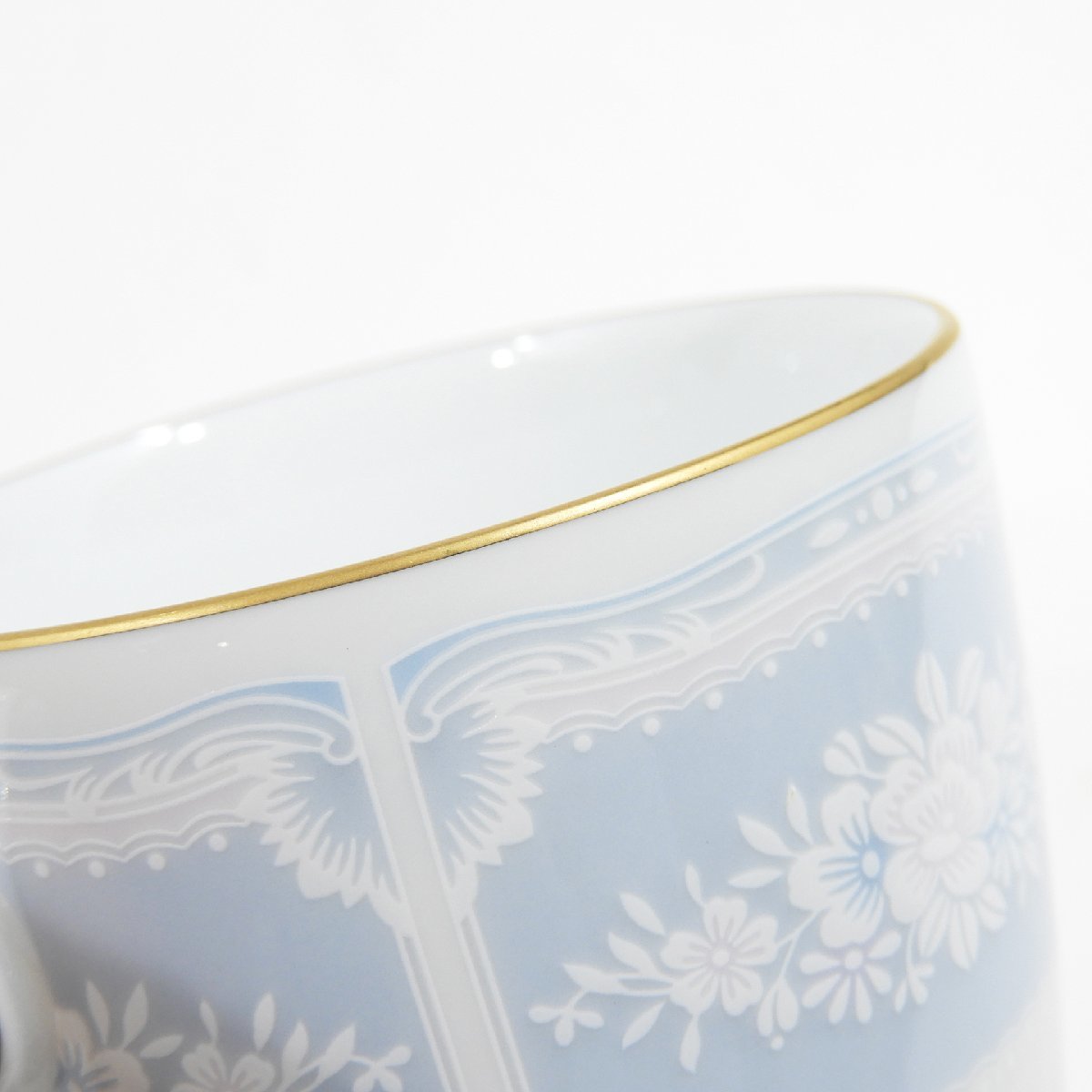 未使用 Noritake ノリタケ レースウッドゴールド マグカップペア ブルー #16941 コップ カップ_画像5