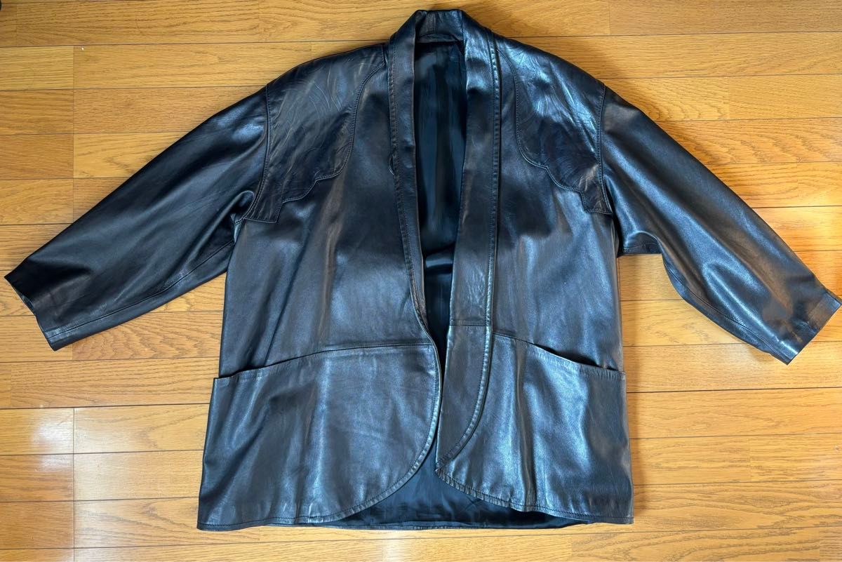 ヴィンテージレザージャケット　イタリア製　80s〜90s ヨーロッパ古着 ブラック