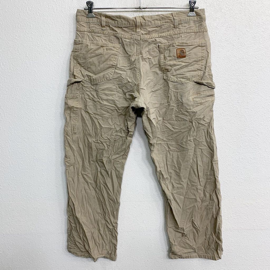 中古 古着 Carhartt ワークパンツ W35 カーハート ペインターパンツ ベージュ コットン メキシコ製 古着卸 アメリカ仕入 2402-415_画像4