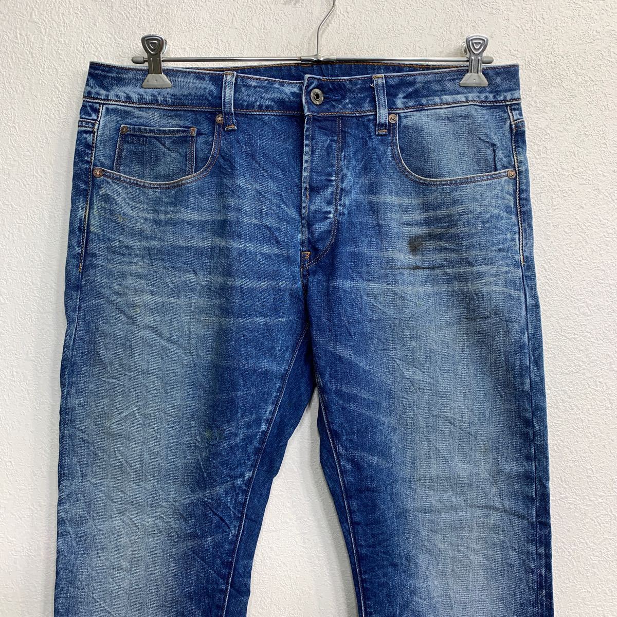 中古 古着 G-STAR RAW デニムパンツ W34 ジースター ボタンフライ ブルー 古着卸 アメリカ仕入 2402-446_画像2