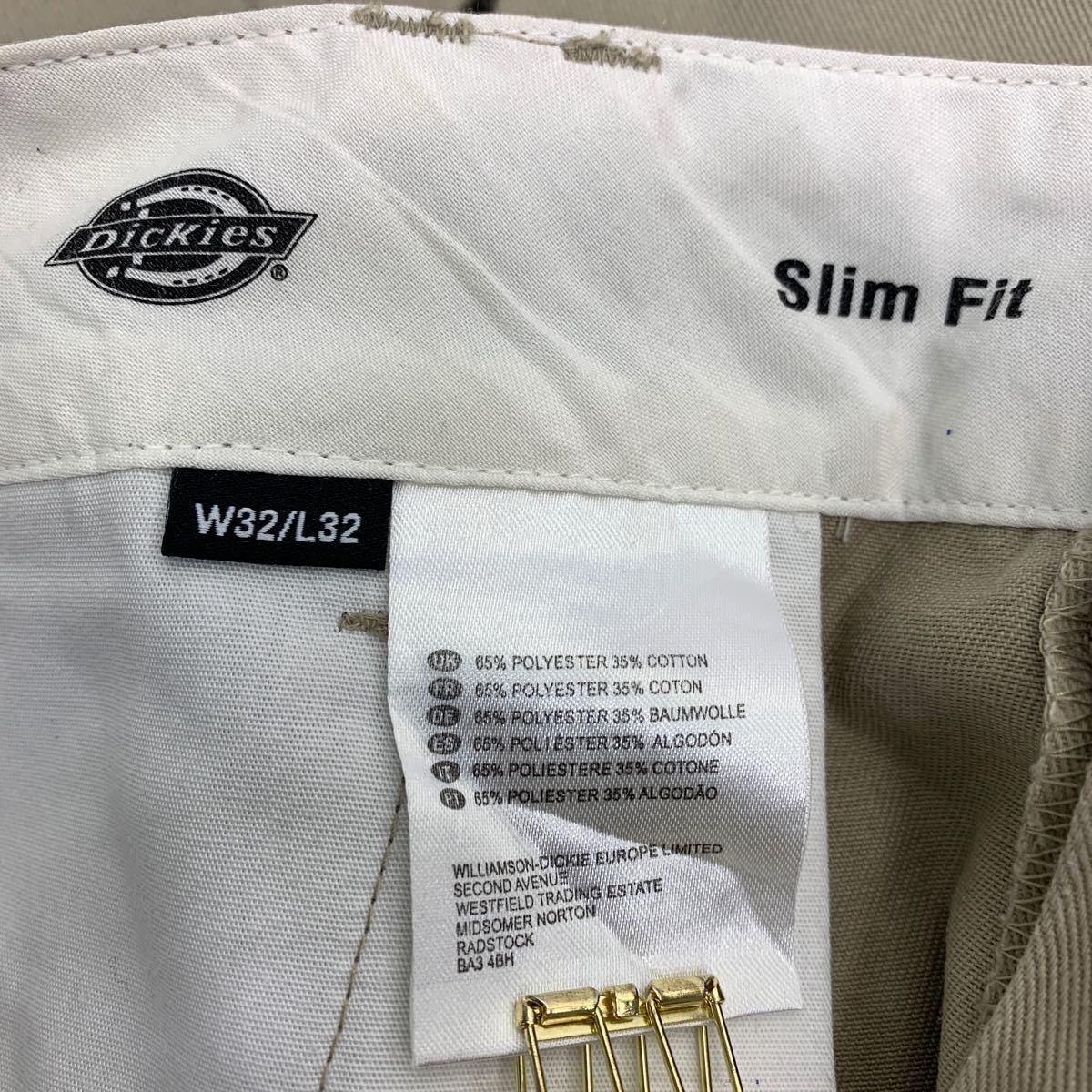 中古 古着 Dickies ワークパンツ W32 ディッキーズ スリムフィット ベージュ 古着卸 アメリカ仕入 2402-610_画像8