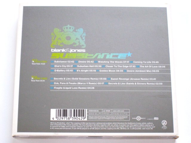 【トランス】Blank & Jones／Substance (限定2枚組ドイツ盤CD) ■ Airwave / Solid Sessions / Marco V / Saints & Sinners_画像3
