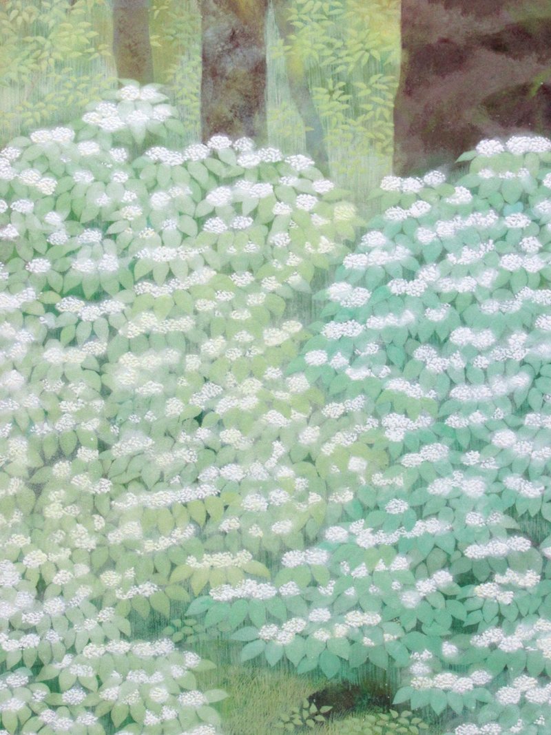 【GINZA絵画館】猪熊佳子　日本画１０号「白い花」共シール・日展人気作家・いやし系・１点もの　Z52Q5A5S7F9G6V_画像6