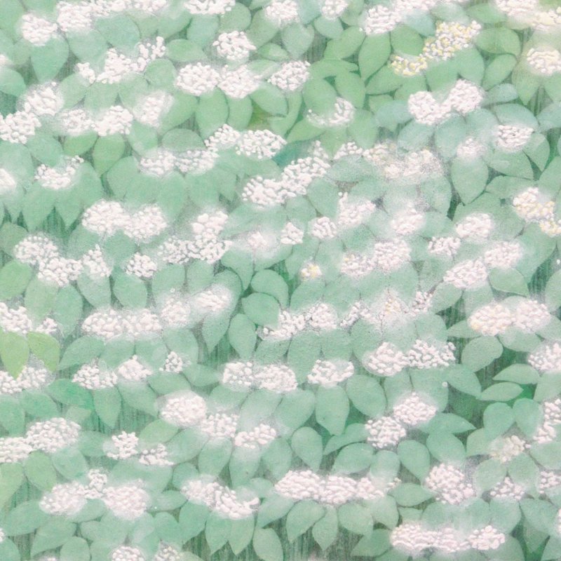 【GINZA絵画館】猪熊佳子　日本画１０号「白い花」共シール・日展人気作家・いやし系・１点もの　Z52Q5A5S7F9G6V_画像8