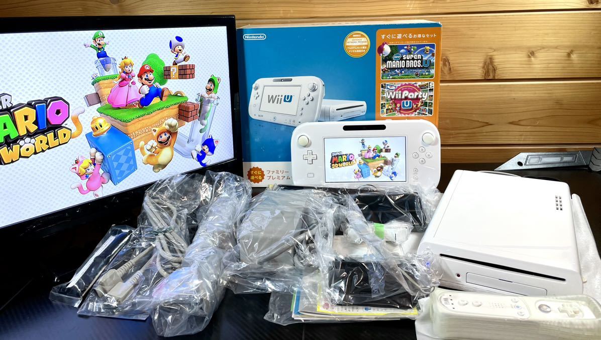 送料無料 美品 動作品 任天堂 Nintendo WiiU Wii U 本体 WUP-101 GamePad WUP-010 Premium Set プレミアムセット 32GB (SHIRO)白 箱付き