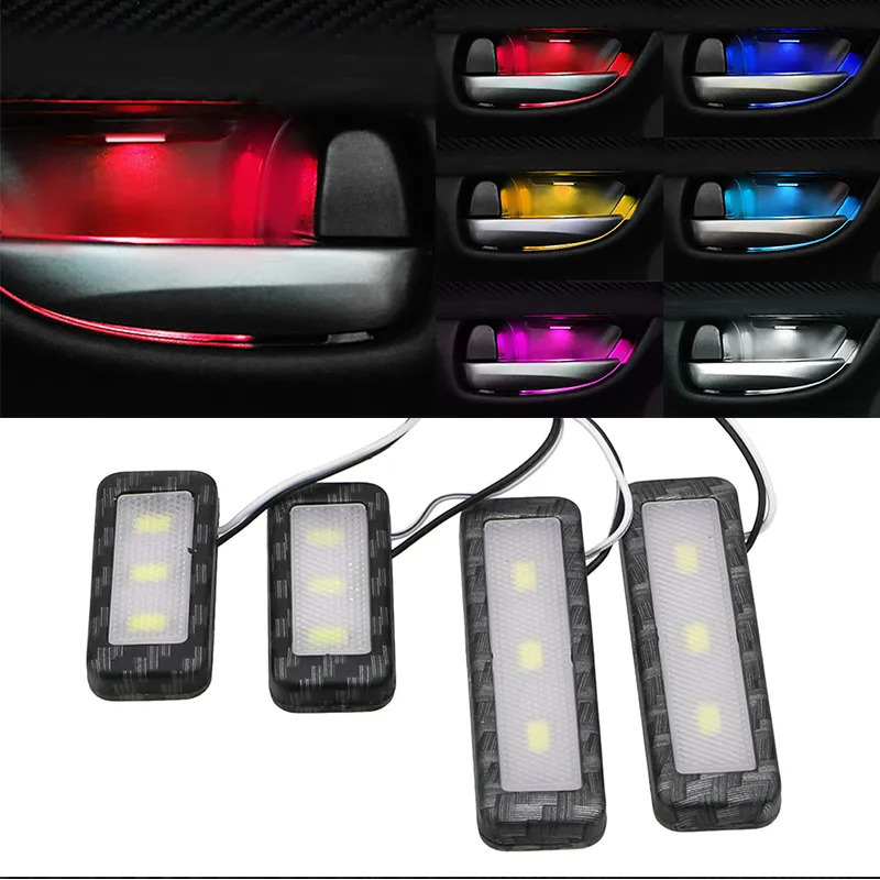 インテリアドアハンドルライト1p全6色 ライト インテリア 車内 車 LED イエロー レッド ブルー パープル ホワイト アイスブルー_画像1