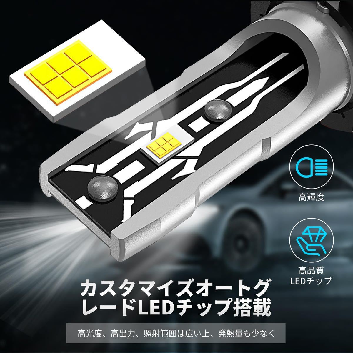 【送料無料】Gegizun H11ヘッドライト led 車検対応 バイク/車用 LEDバルブ 一体型 ファンレス ノイズキャンセラー 2個入《A27》_画像4