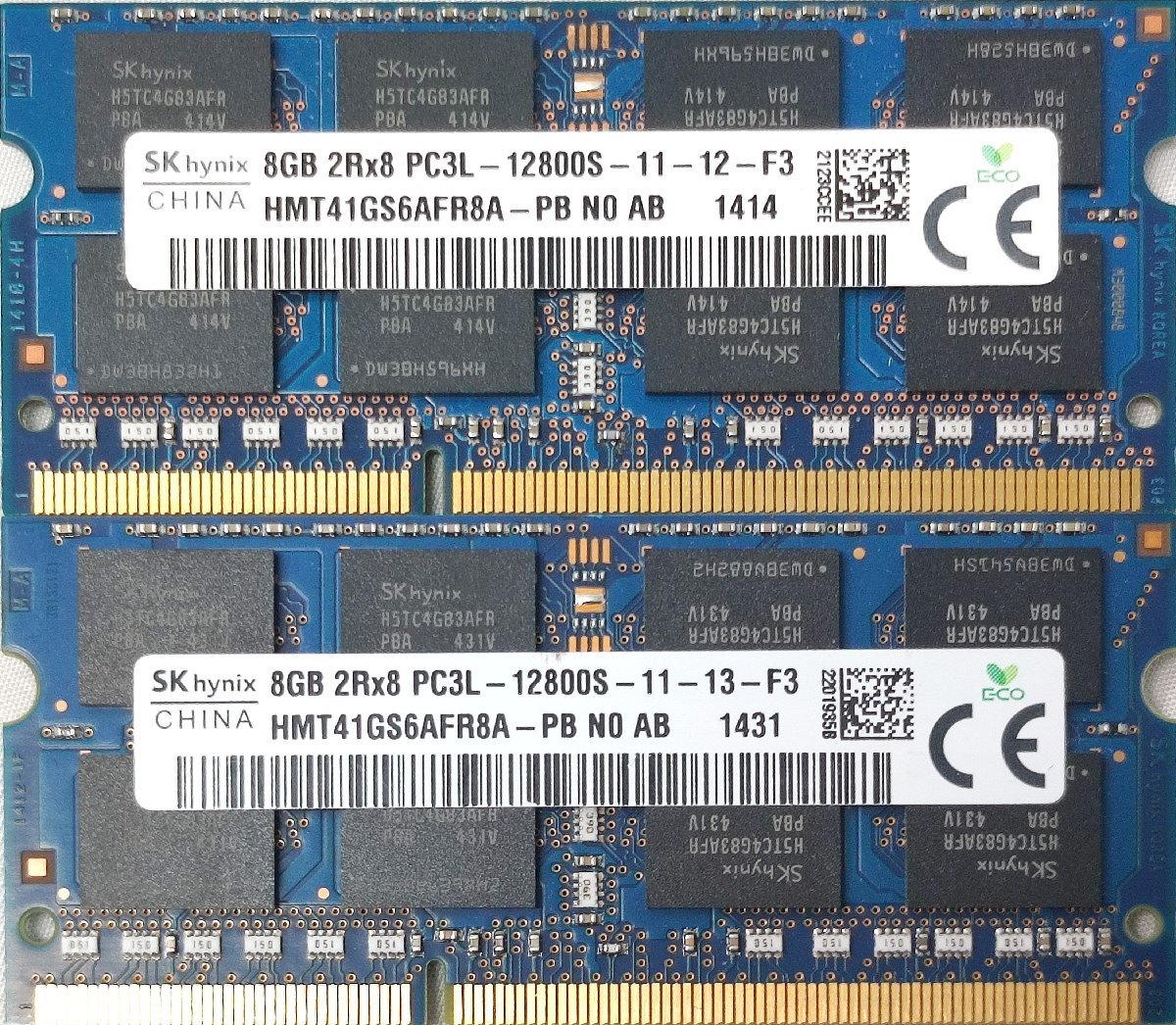 ★8GB×2枚 計16GB★動作保証有★SKhynix★DDR3L-1600★PC3L-12800★低電圧にも対応★ノートパソコンなど★メモリ★送料220円★FR8A_画像1