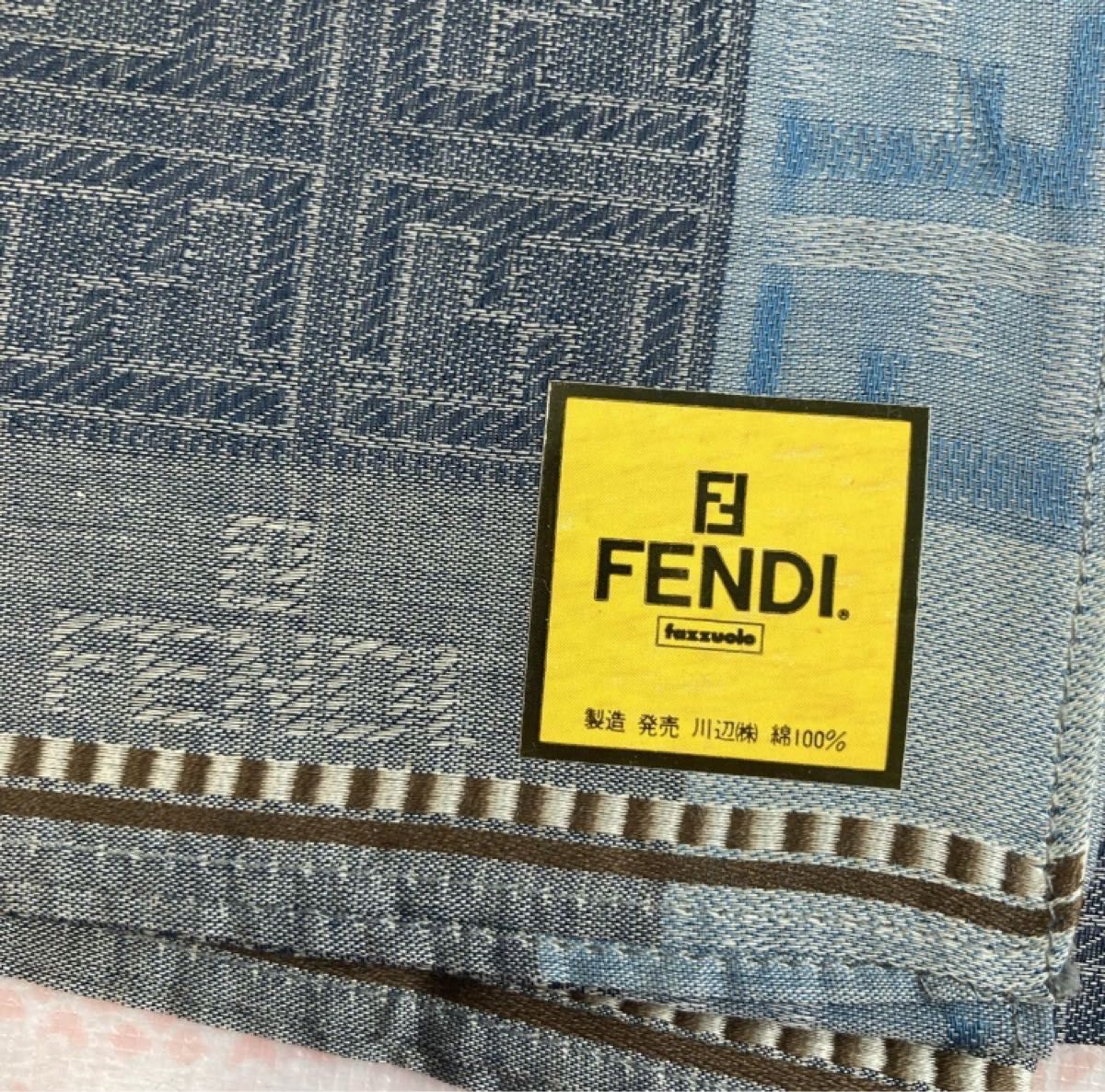 【レア】新品/FENDI/ハンカチ/正規品/フェンディ/未使用/ズッカ柄/メンズ/ハンカチーフ/日本製/綿100%/紳士用/45.